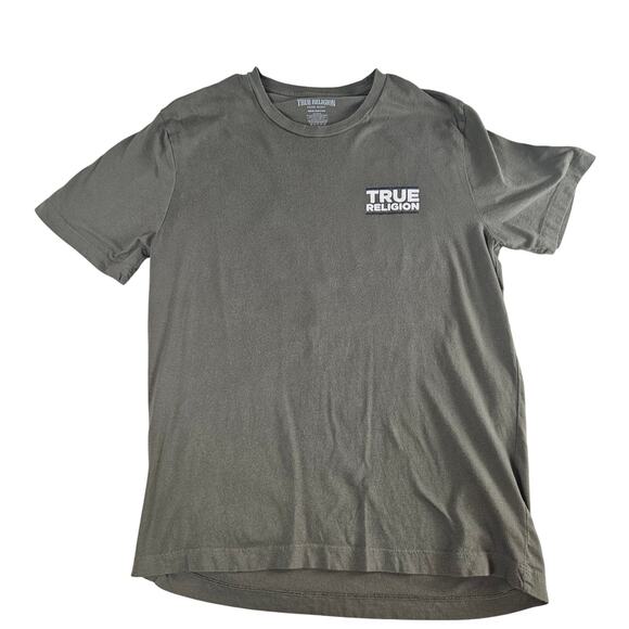True Religion Men's Olive Green Logo Tee - Casual & Comfortable - Size Medium - Picture 1 of 5